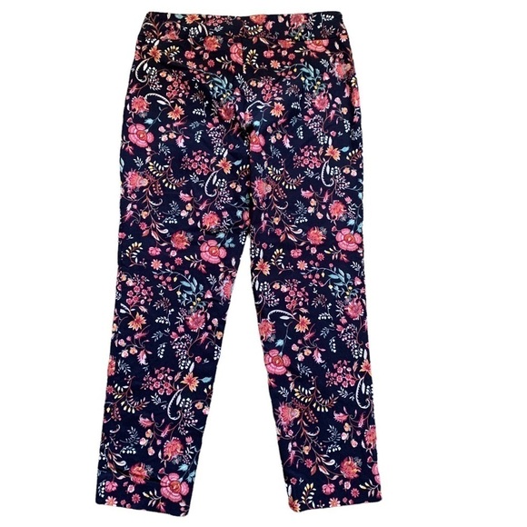 Counterparts NWT  Super Stretch Floral Ankle Pants Size Large Black Pink Green - Picture 4 of 9